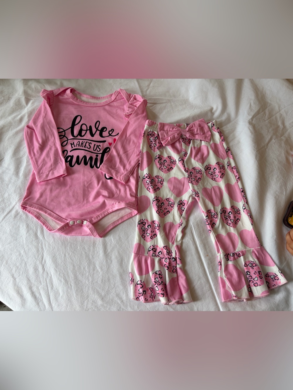 Pink Heart-Print Two-Piece Pajama Set for Kids